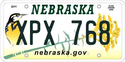 NE license plate XPX768