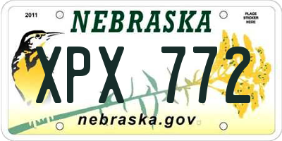 NE license plate XPX772