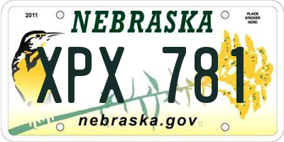 NE license plate XPX781