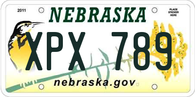 NE license plate XPX789