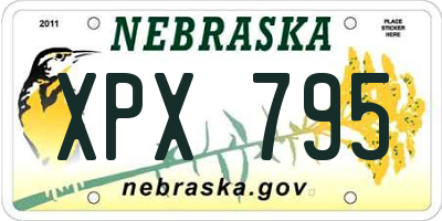 NE license plate XPX795