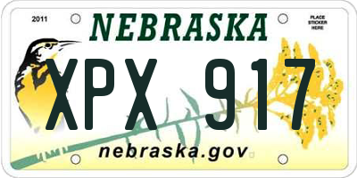 NE license plate XPX917