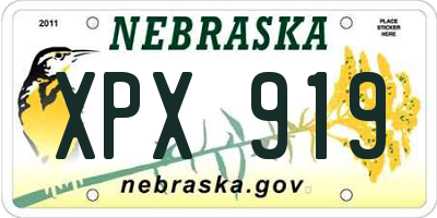 NE license plate XPX919