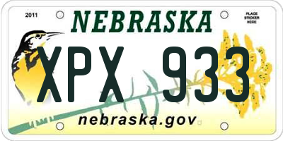 NE license plate XPX933