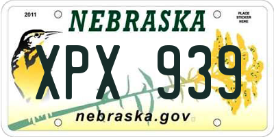 NE license plate XPX939