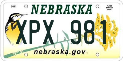 NE license plate XPX981