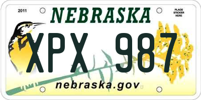 NE license plate XPX987