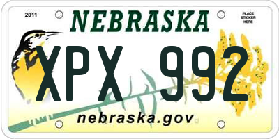 NE license plate XPX992