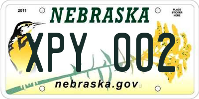 NE license plate XPY002