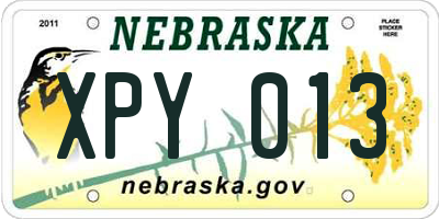 NE license plate XPY013