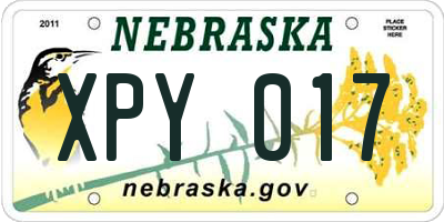 NE license plate XPY017
