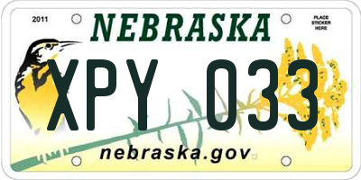 NE license plate XPY033
