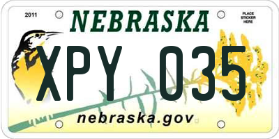 NE license plate XPY035