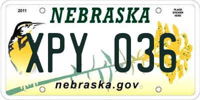 NE license plate XPY036