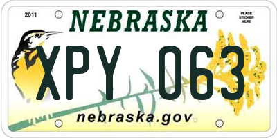 NE license plate XPY063