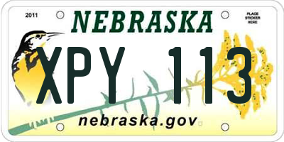 NE license plate XPY113