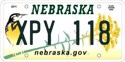 NE license plate XPY118
