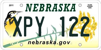 NE license plate XPY122