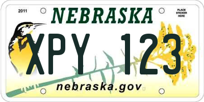 NE license plate XPY123