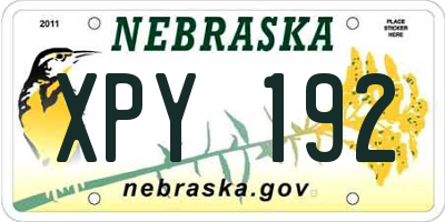 NE license plate XPY192
