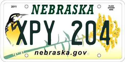 NE license plate XPY204