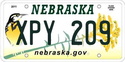NE license plate XPY209