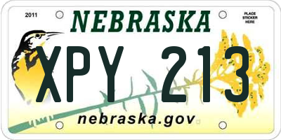 NE license plate XPY213
