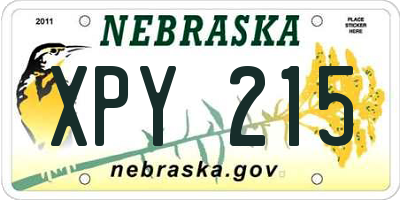 NE license plate XPY215