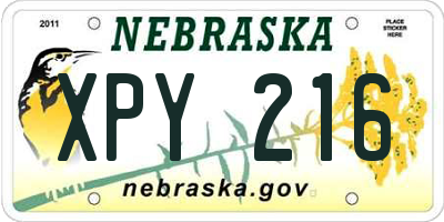 NE license plate XPY216