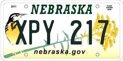 NE license plate XPY217