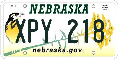 NE license plate XPY218