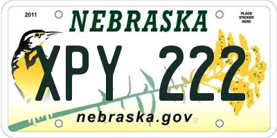 NE license plate XPY222