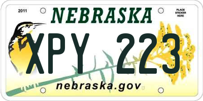 NE license plate XPY223