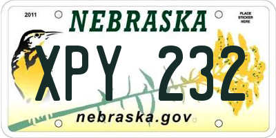 NE license plate XPY232