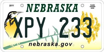 NE license plate XPY233