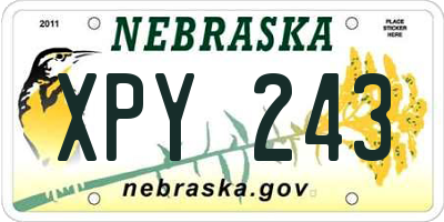 NE license plate XPY243