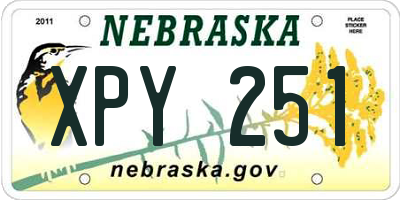 NE license plate XPY251