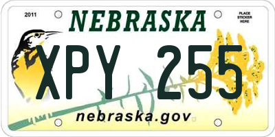NE license plate XPY255