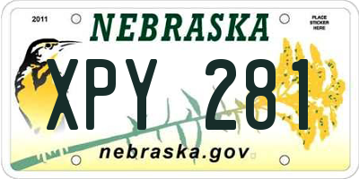NE license plate XPY281