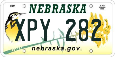 NE license plate XPY282