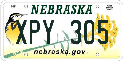 NE license plate XPY305