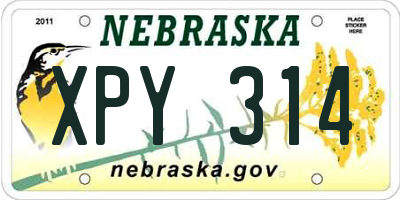 NE license plate XPY314