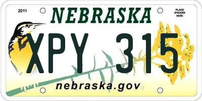 NE license plate XPY315