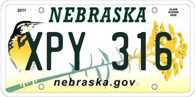 NE license plate XPY316