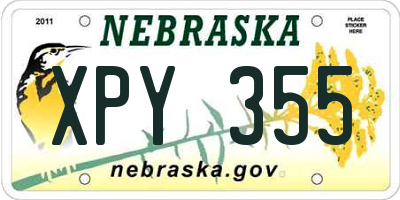 NE license plate XPY355