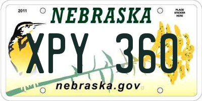NE license plate XPY360