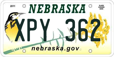 NE license plate XPY362