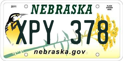 NE license plate XPY378