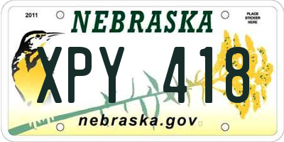 NE license plate XPY418