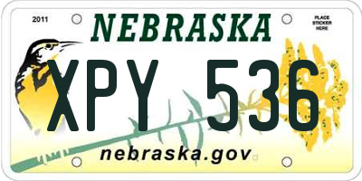 NE license plate XPY536